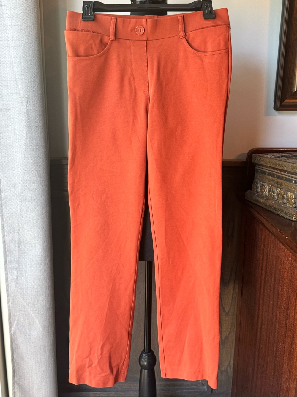 Betabrand Petite Orange High-Rise Pants small petite